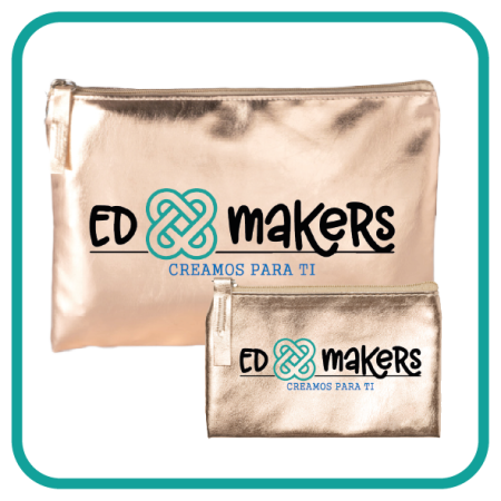 Conjunto monedero y neceser dorado personalizado