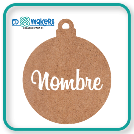 Pack de 6 bolas de Navidad madera con nombre en relieve