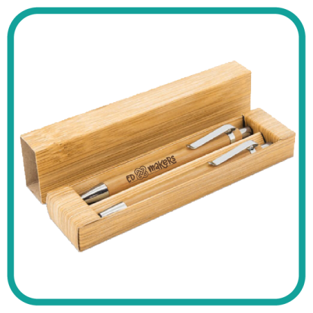 Set Bolígrafo y portaminas bambú personalizado