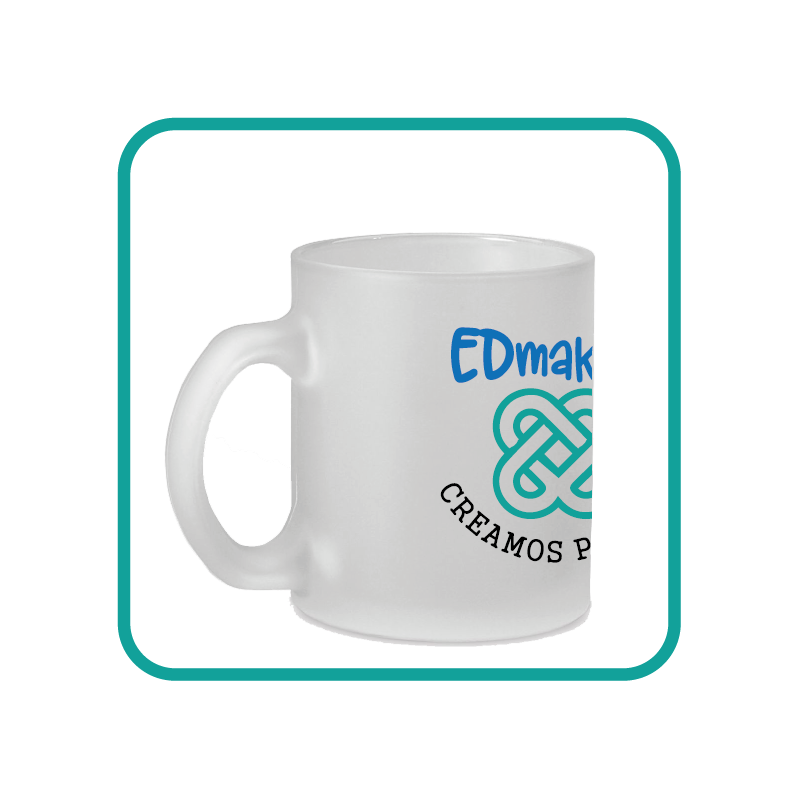 Taza cristal esmerilado personalizada